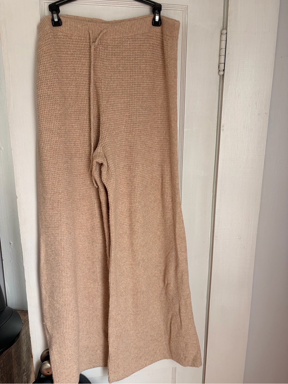 Aerie Knit Wide-Leg Lounge Pants in Beige